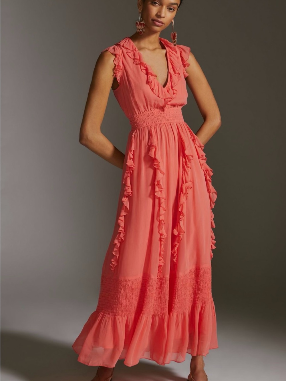 Love The Label Ruffled V-Neck
Maxi Dress
